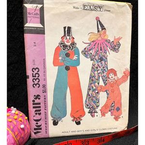 McCall's 3353 Make It Easy, please Adult and Boy's and Girl's Clown Costume